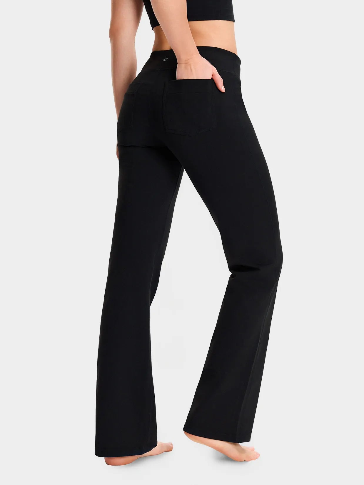 Essential Bootcut Yoga Pants, Back Pockets #color_Black