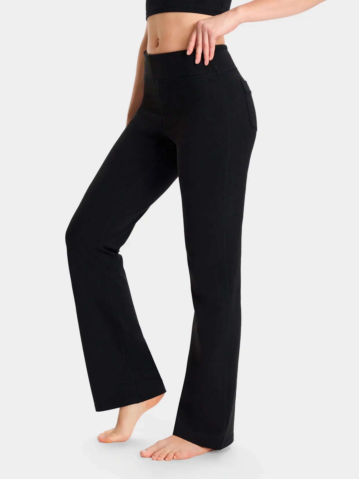 Essential Bootcut Yoga Pants, Back Pockets #color_Black