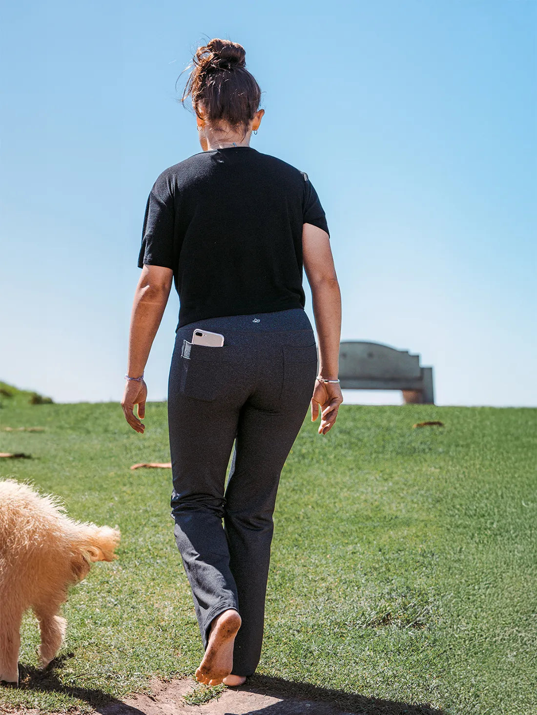 Essential Bootcut Yoga Pants, Back Pockets #color_Charcoal