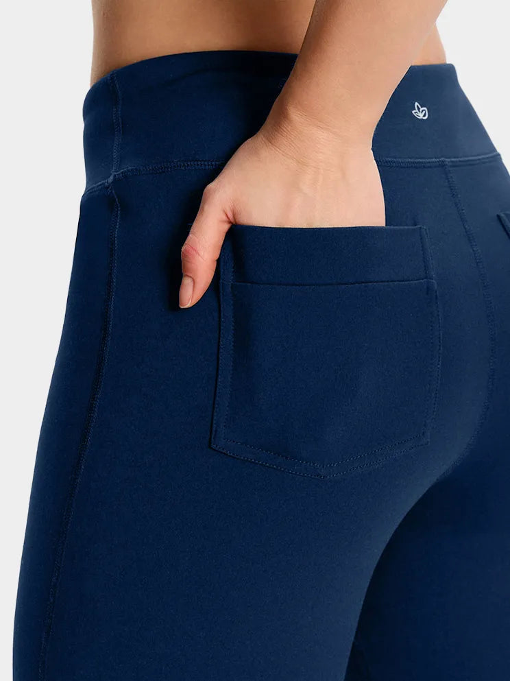 Essential Bootcut Yoga Pants, Back Pockets #color_Navy Blue