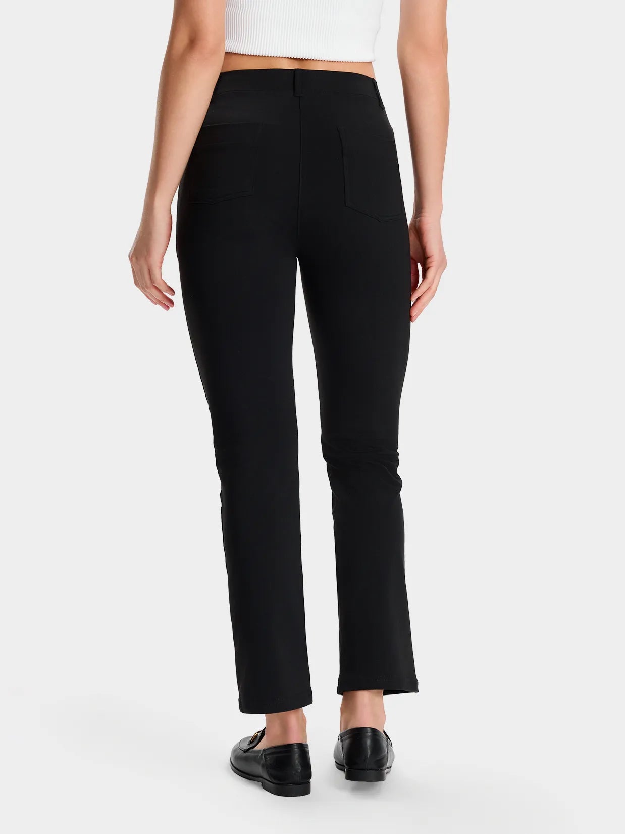 Women's Flare Cropped Yoga Dress Pants with 4 Pockets | Yogipace Black / 27" / M Women's Flare Cropped Yoga Dress Pants with 4 Pockets | Yogipace Black / 27" / M