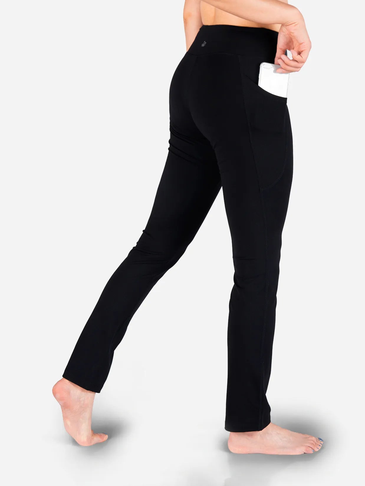 Essential Straight Leg Yoga Pants, Side Pockets #color_Black