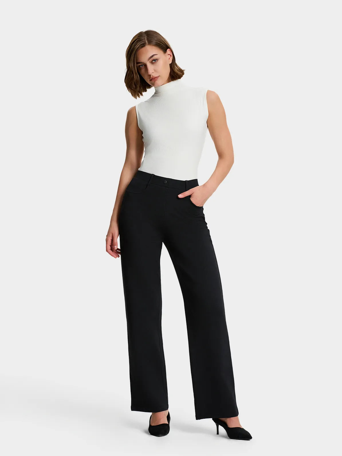 Stretch Relaxed Fit Dress Pants #color_Black