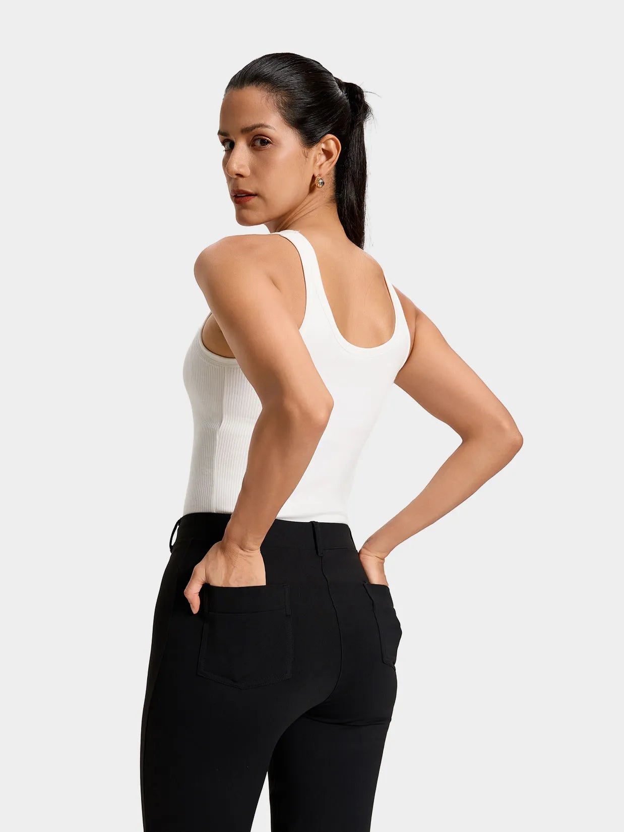 Women's Cropped Yoga Dress Pants - Professional Work Wear #color_Black