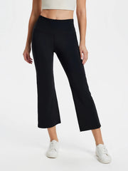 High Rise Flare Capri Yoga Pants #color_Black