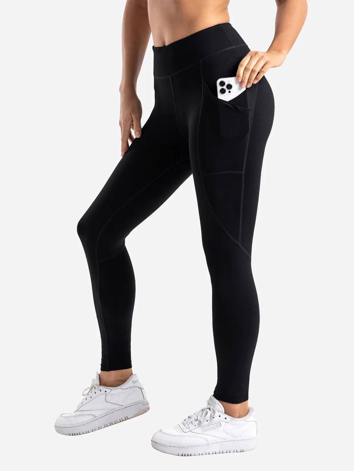 Essential High Waisted Yoga Leggings, Petite, Side Pockets image 0