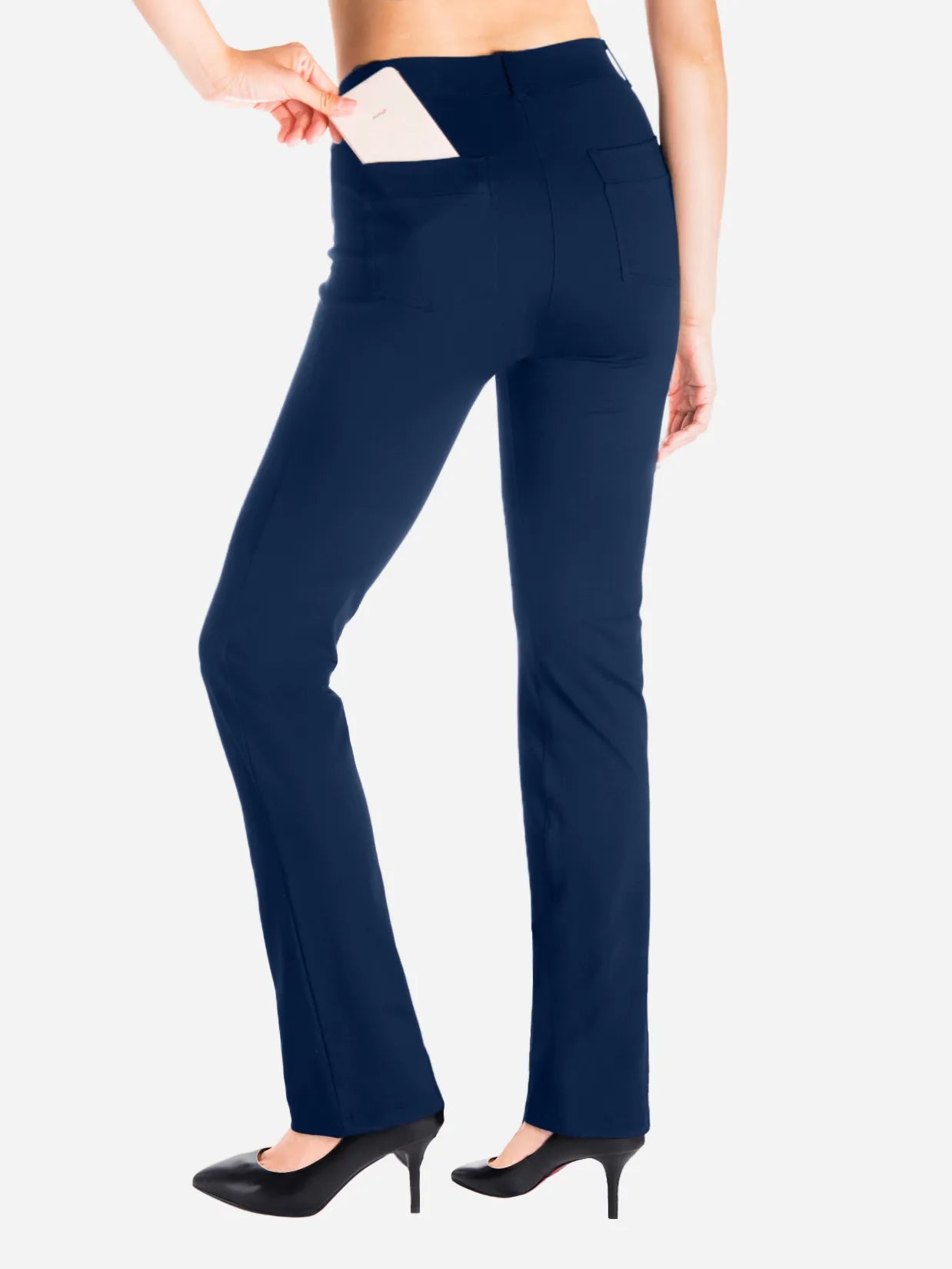 Straight Leg Yoga Dress Pants, 4 Pockets #color_Navy Blue