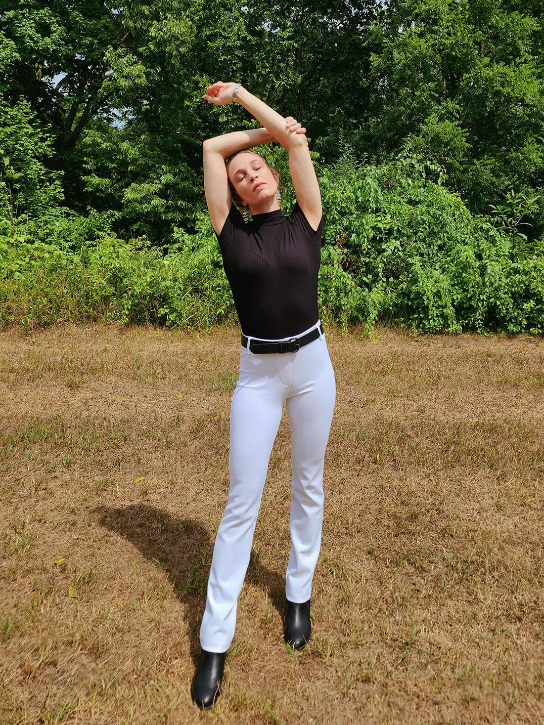 Straight Leg Yoga Dress Pants, Back Pockets #color_White