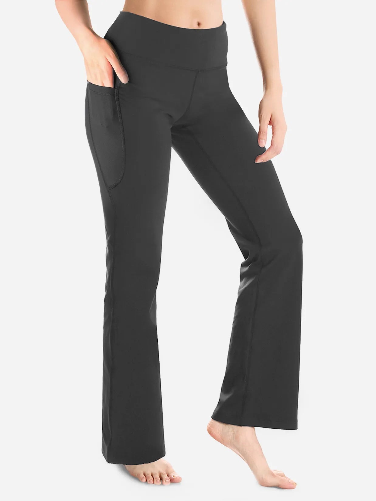 Essential Bootcut Yoga Pants, Side Pockets #color_Graphite Gray