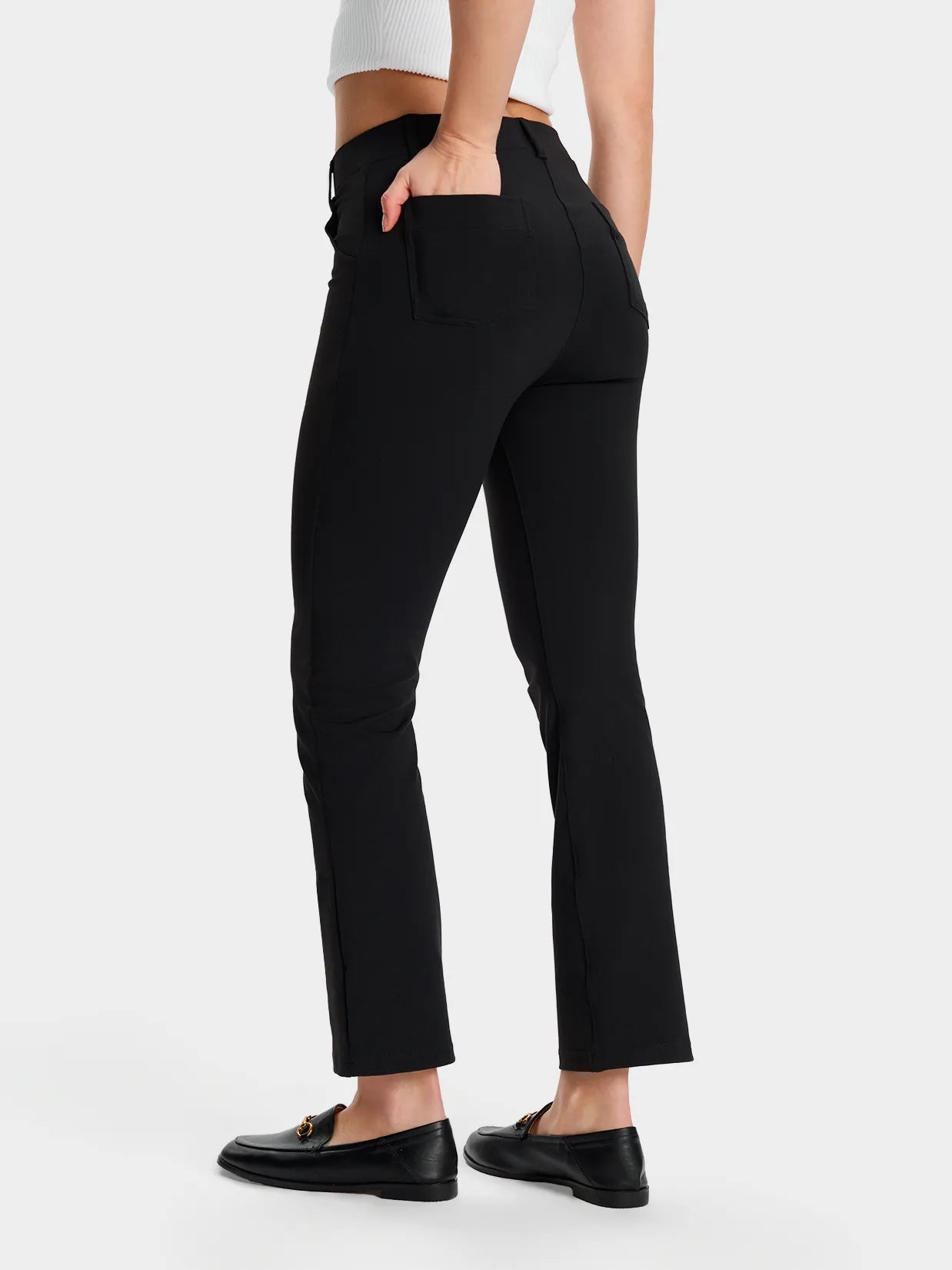 Flare Cropped Yoga Dress Pants, 4 Pockets image 2