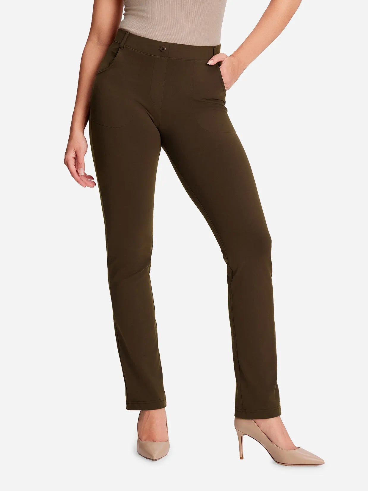 Straight Leg Yoga Dress Pants, 4 Pockets #color_Espresso