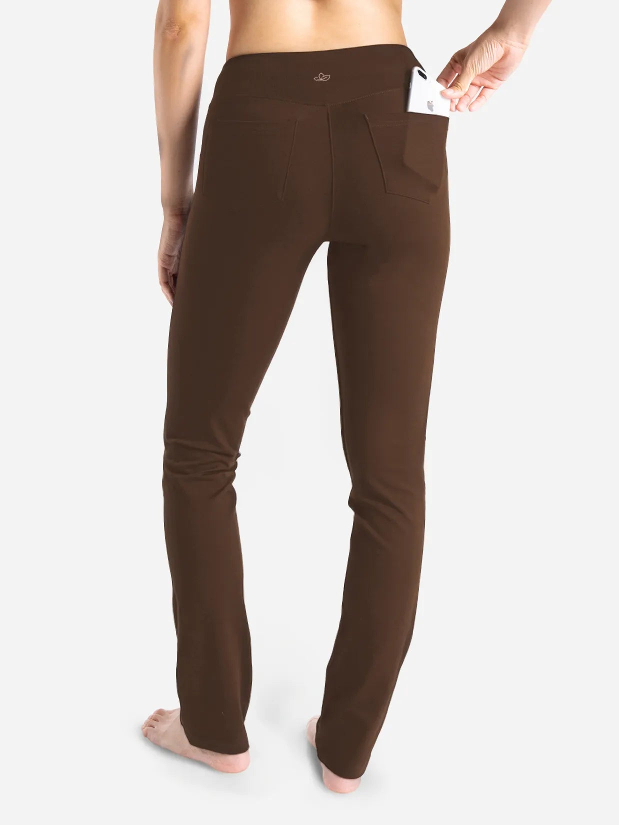 Straight Leg Yoga Pants, 5 Pockets #color_Brown