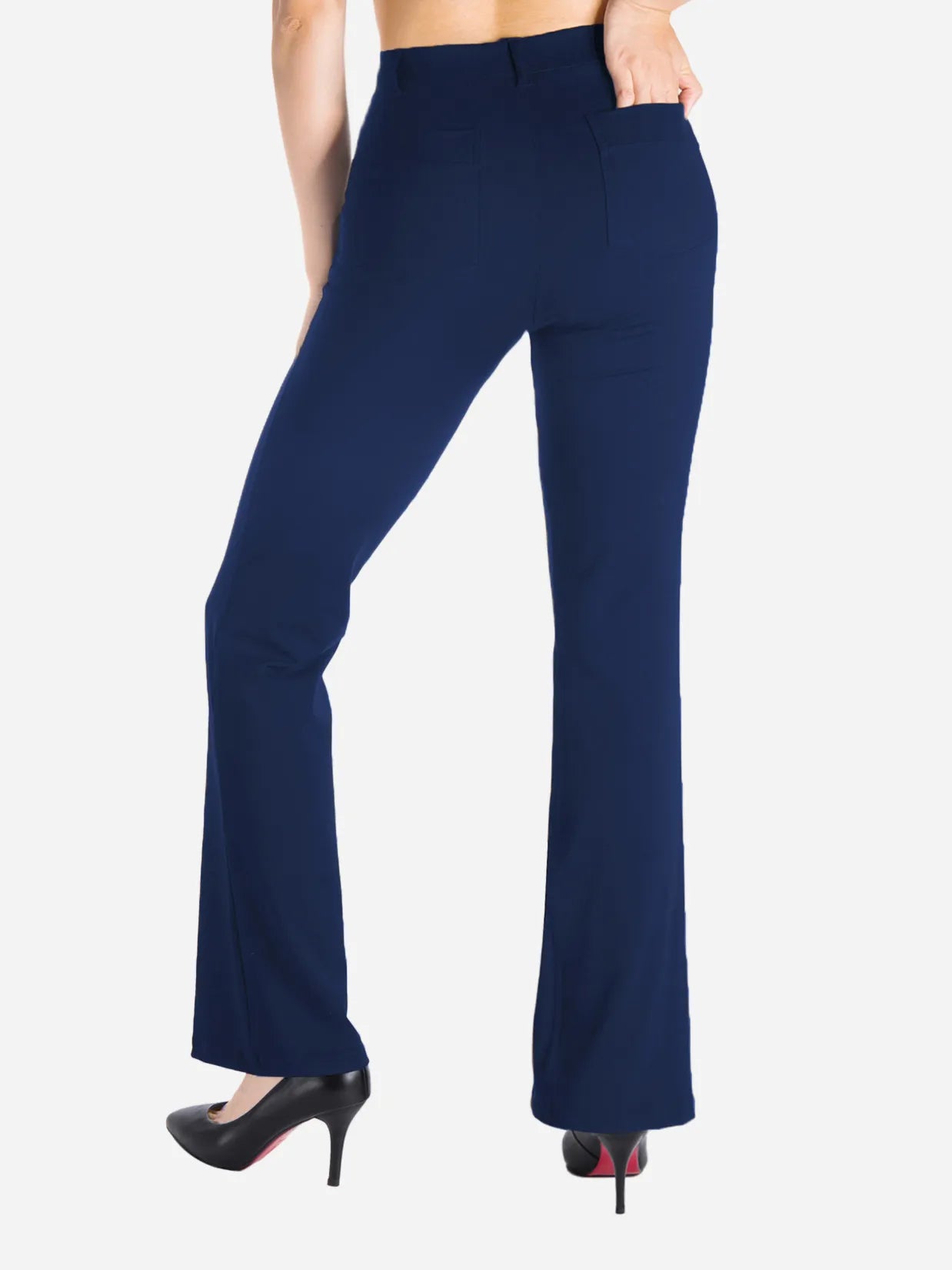 Flare Yoga Dress Pants, Back Pockets #color_Navy Blue