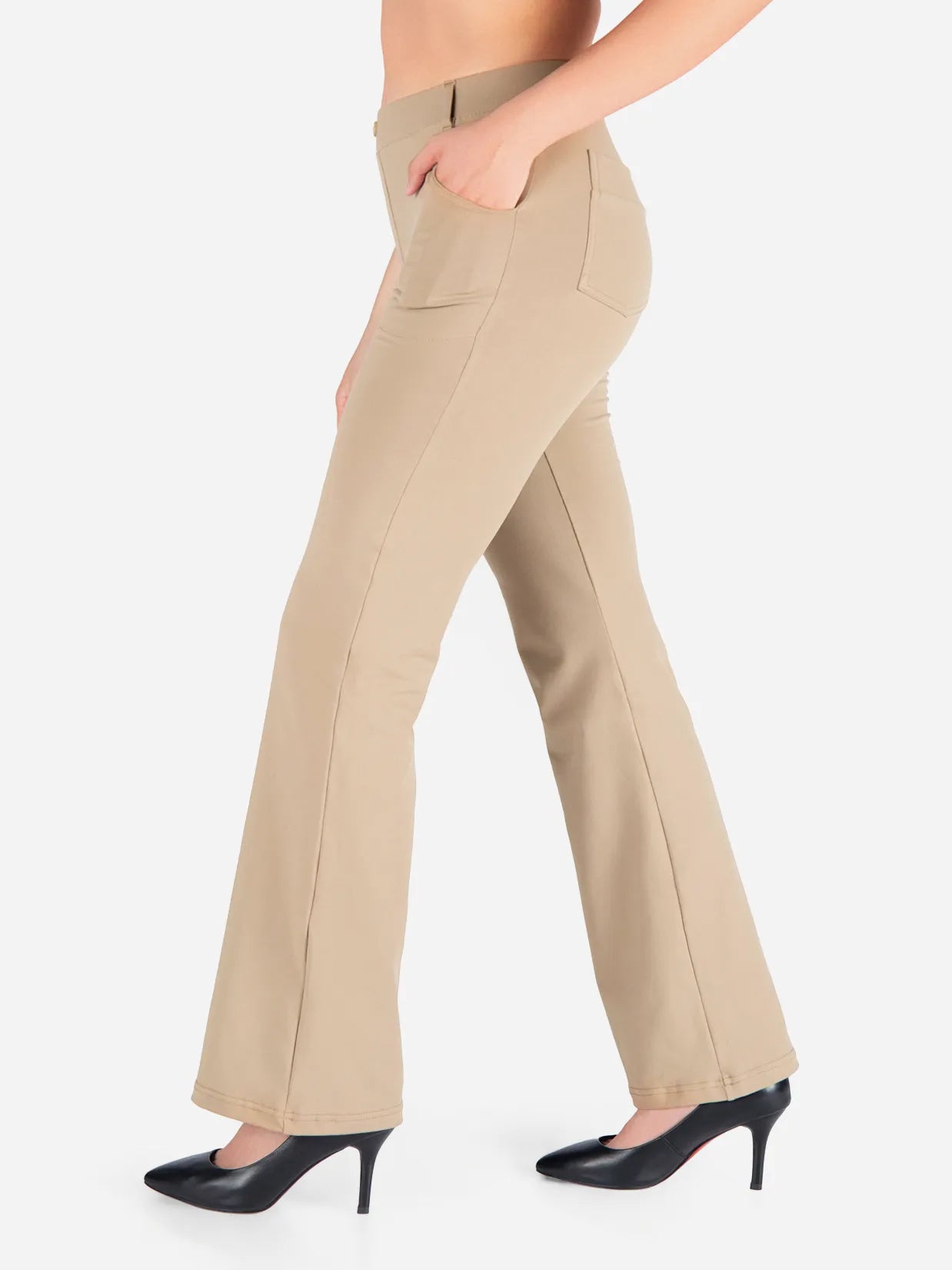 Flare Yoga Dress Pants, 4 Pockets #color_Khaki