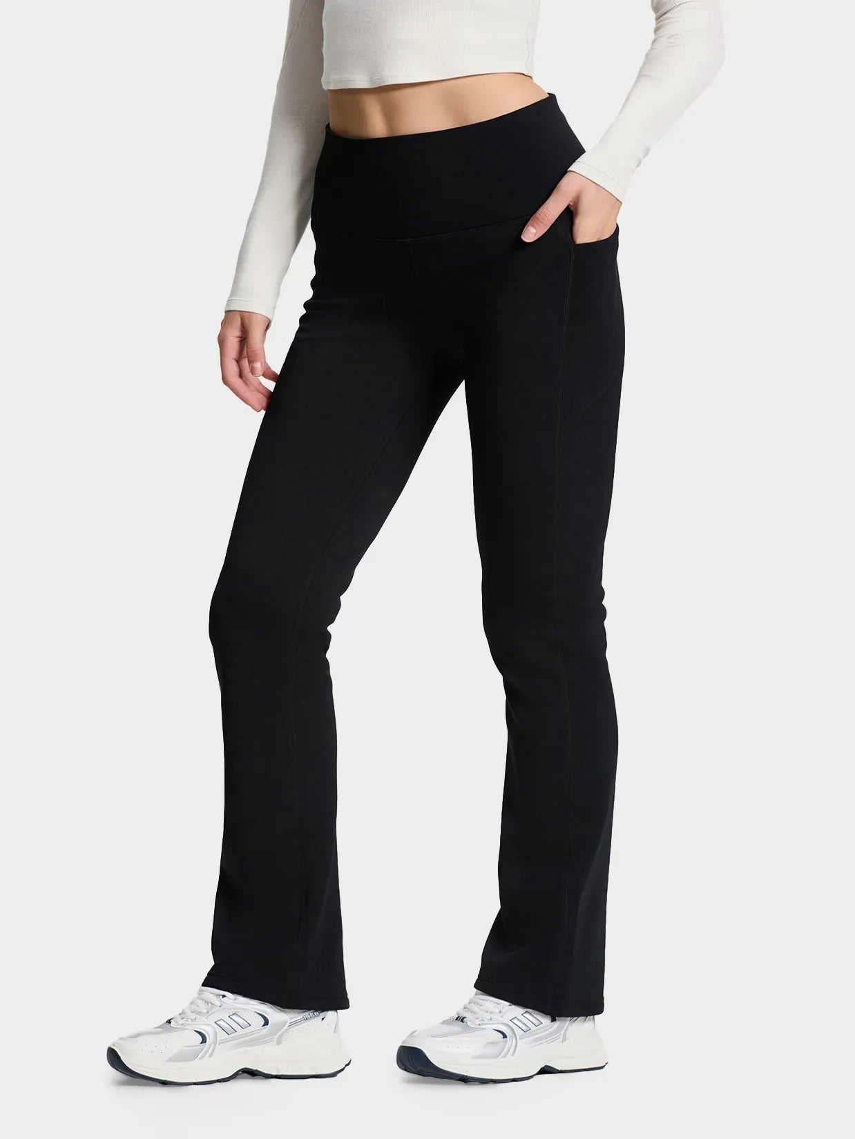 CozyWarmth Fleece Lined Flare Leggings, Side Pockets image 0