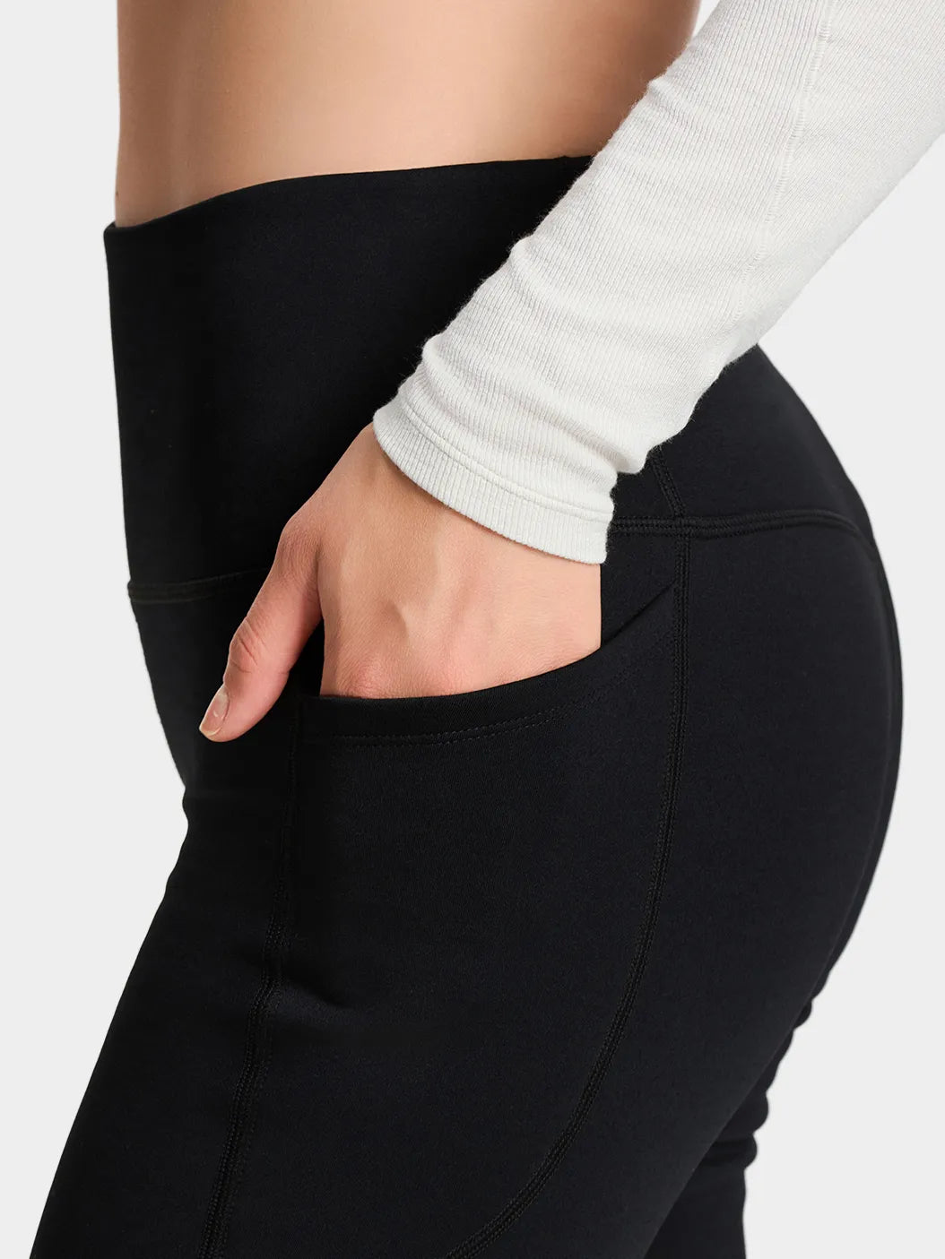 CozyWarmth Fleece Lined Flare Leggings, Side Pockets image 4