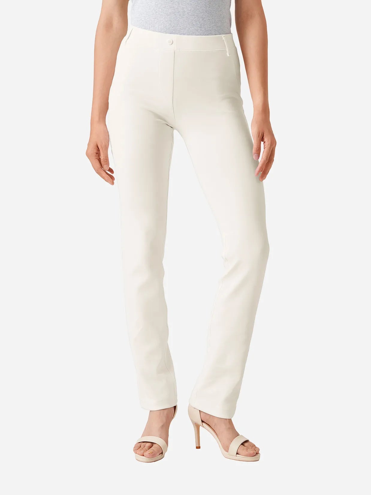 Straight Leg Yoga Dress Pants, Back Pockets #color_Cream