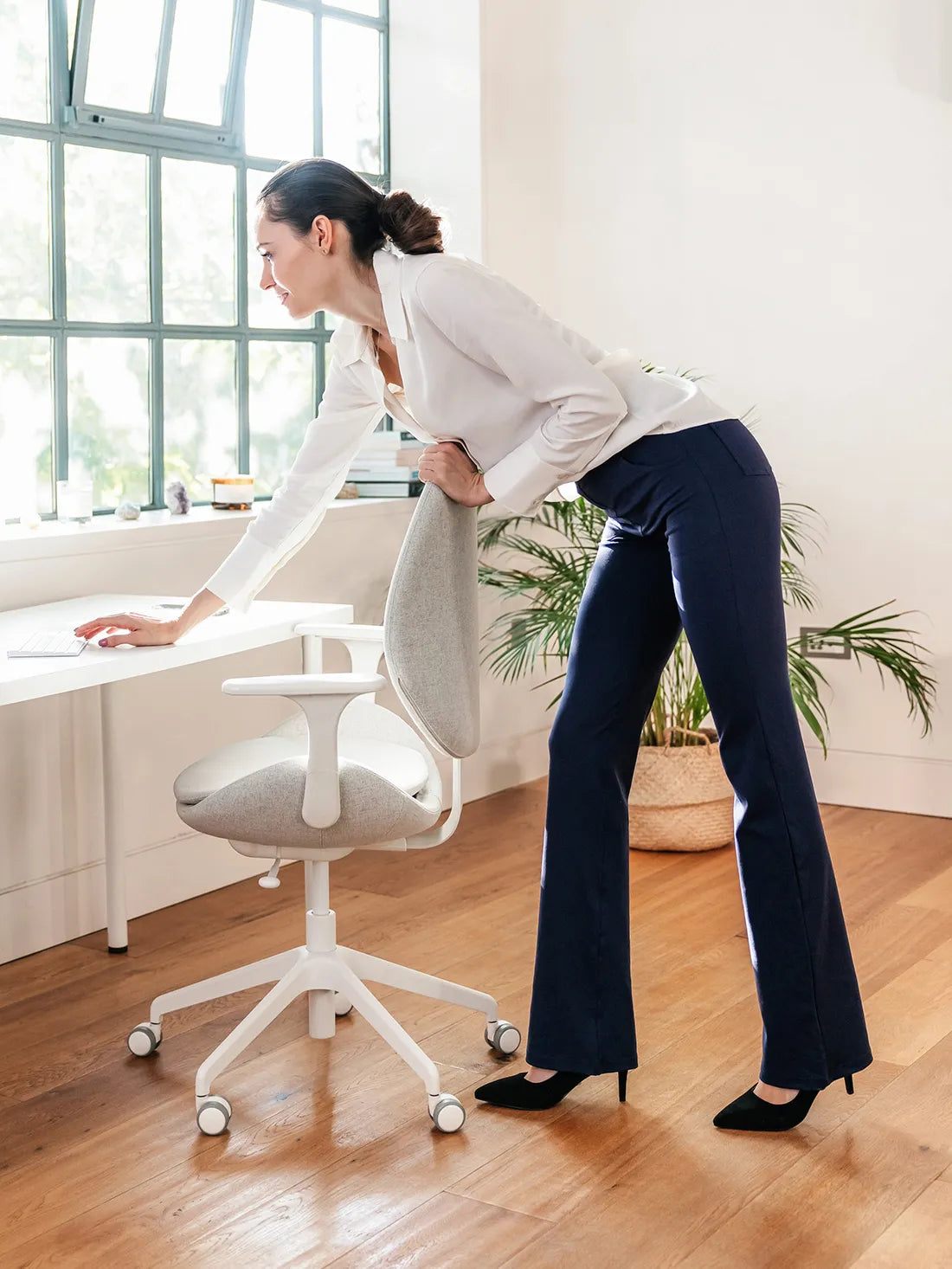 Flare Yoga Dress Pants, Back Pockets #color_Navy Blue