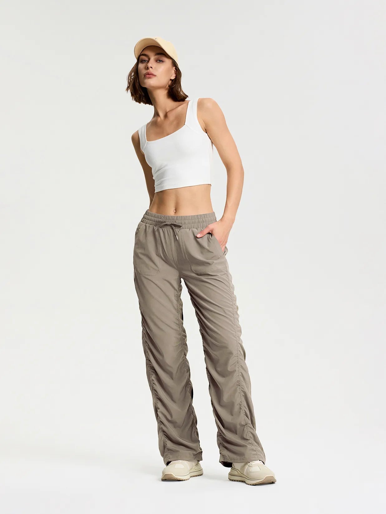 Lightweight Dance Studio Travel Pants #color_Trail Taupe